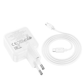 Зарядний пристрій Hoco Type-C to Type-C Cable Advantage single port charger C112A Type-C, 30W/3A, PD/QC White (000009553), зображення 3