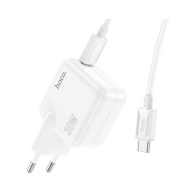 Зарядний пристрій Hoco Type-C to Type-C Cable Advantage single port charger C112A Type-C, 30W/3A, PD/QC White (000009553), зображення 4