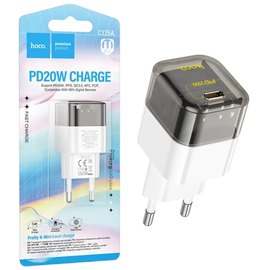 Зарядное устройство Hoco Type-C to Type-C Cable Transparent tribute single-port C125A 1Type-C, PD/QC, 20W/3A Transparent/Black (000009794), изображение 4