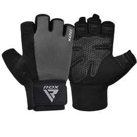 Перчатки для зала RDX W1 Half Gray Plus L (WGA-W1HG-L+), Размер: L, Цвет: Чёрный/Серый, изображение 2