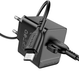 Зарядное устройство Borofone Micro USB cable Erudite BAS12A 1USB, 18W/3A, QC3.0 Black (000009918), изображение 2