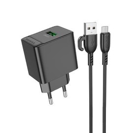 Зарядное устройство Borofone Micro USB cable Erudite BAS12A 1USB, 18W/3A, QC3.0 Black (000009918), изображение 4