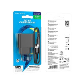 Зарядное устройство Borofone Micro USB cable Erudite BAS12A 1USB, 18W/3A, QC3.0 Black (000009918), изображение 5
