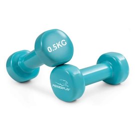 Гантели PowerPlay 4103 виниловые 2*0,5 кг голубые (PP_4103_2*0,5kg), Вес: 2х0.5 кг, Цвет: Голубой