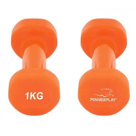 Гантели PowerPlay 4103 виниловые 2*1 кг оранжевые (PP_4103_2*1kg), Вес: 2х1 кг, Цвет: Оранжевый, изображение 3