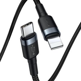 Кабель Baseus Cafule Type-C to Lightning 18W/PD, 1m CATLKLF-G1 Black (000004013), изображение 2
