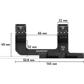 Моноблок Discovery Optics One-Piece 34 мм Extra High на Weaver/Picatinny. ВН - 32 мм (202404), зображення 2