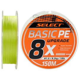 Шнур Select Basic PE 8X Light Green 150m #1.0/0.14mm 18lb/8.2kg (1870.31.39), Диаметр, мм: 0.14 мм, Разрывная нагрузка, lb : 18