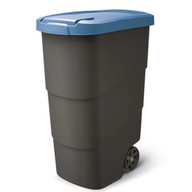 Бак для сміття Prosperplast Wheeler 90 л, антрацит, синя кришка (5905197462943)