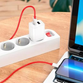 Кабель Hoco Lightning Magic silicone charging data cable X87 1m, 2.4A Red (000009325), изображение 4