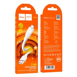 Кабель Hoco Lightning Solid charging data cable X84 1M, 2.4A White (000009055), изображение 3