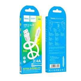 Кабель Hoco Lightning Strength charging data cable X85 1m, 2.4A White (000009063), Цвет: White, изображение 4