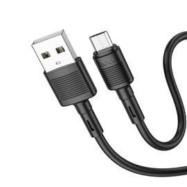 Кабель Hoco Micro USB Victory charging data cable X83 1m, 3A Black (000009051), изображение 2