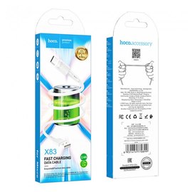 Кабель Hoco Micro USB Victory charging data cable X83 1m, 3A White (000009052), изображение 3