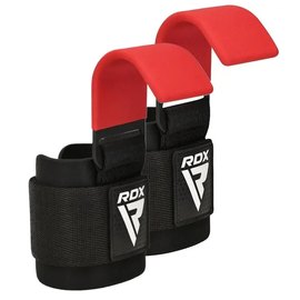 Крюки для тяги на запястья RDX W5 Gym Hook Strap Red Plus (WAN-W5R+), Цвет : Красный