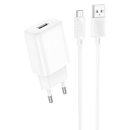 Зарядний пристрій Hoco Micro USB Cable Solid single port charger C134A 1USB, 12W/2.4A White (000010630), Колір: White, зображення 2