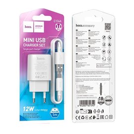 Зарядний пристрій Hoco Micro USB Cable Solid single port charger C134A 1USB, 12W/2.4A White (000010630), Колір: White, зображення 3