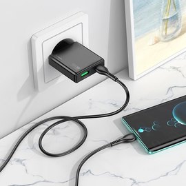 Зарядное устройство Hoco Type-C to Type-C Delgado dual Port charger N38 1USB/1Type-C, 20W/3A, PD/QC Black (000010320), изображение 6