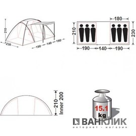 Палатка KingCamp Bari 6 Blue/Grey KT3031