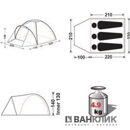 Палатка KingCamp Holiday 3 Blue KT3018