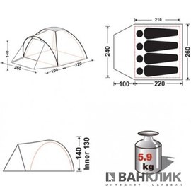 Палатка KingCamp Holiday 4 Blue/Grey KT3022