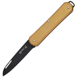 Маленький складной нож Fox Vulpis Black Blade Brass (FX-VP130 OTB), Покрытие клинка: Black Top Shield®, Цвет : Brown