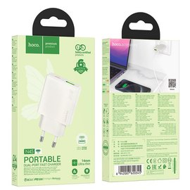Зарядное устройство Hoco Biscuit charger N45 1USB/1Type-C, QC/PD, 30W/3A White (000010645), изображение 3