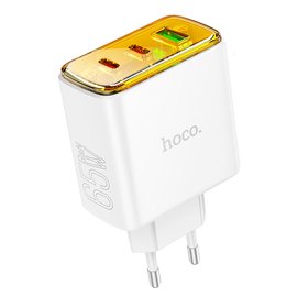 Зарядний пристрій Hoco  Smart charger CS44A 2Type-C/1USB, QC/PD, 65W/3A White (000010649), Колір: White, зображення 3