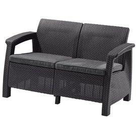 Диван пластиковый садовый Keter Corfu II Love seat графит (8711245158730), Цвет: Графит