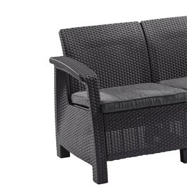 Диван пластиковый садовый Keter Corfu II Love seat графит (8711245158730), Цвет: Графит, изображение 2