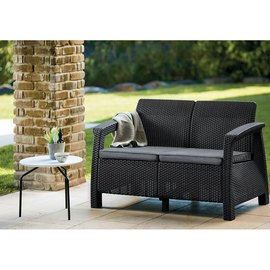 Диван пластиковый садовый Keter Corfu II Love seat графит (8711245158730), Цвет: Графит, изображение 3