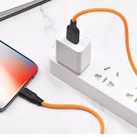Кабель Hoco Lightning Silicone X21 Plus 1m, 2.4A Black/Orange (000008085), Цвет: Black/Orange, изображение 4