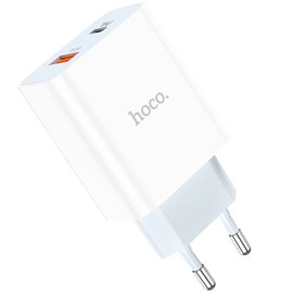 Зарядний пристрій Hoco charger C97A 1USB/1Type-C, 20W/3A, QC/PD White (000009180)