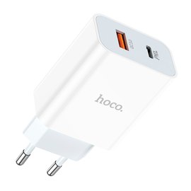 Зарядний пристрій Hoco charger C97A 1USB/1Type-C, 20W/3A, QC/PD White (000009180), зображення 3