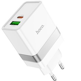 Зарядний пристрій Hoco Type-C to Type-C Cable Extension speed charger set N21 1USB/1Type-C, PD/QC, 3A/30W White (000008342)