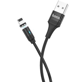 Кабель Hoco Lightning Магнитный fresh LED U76 2.4A, 1.2m Black (000004802)