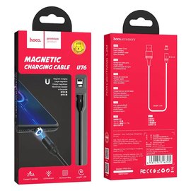 Кабель Hoco Lightning Магнитный fresh LED U76 2.4A, 1.2m Black (000004802), изображение 3