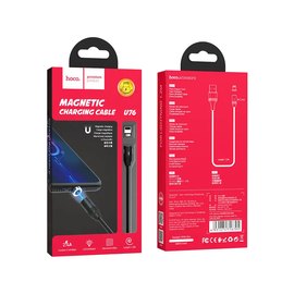 Кабель Hoco Lightning Магнитный fresh LED U76 2.4A, 1.2m Black (000004802), изображение 4