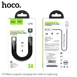 Кабель Hoco Lightning with LED Магнитный Blaze U75 1.2m, 3A Black (000004255), Цвет: Black, изображение 4