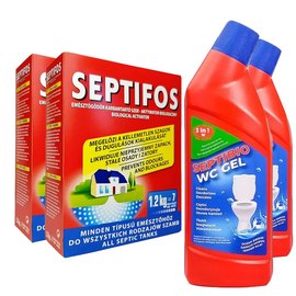 Набор Биопрепарат для выгребных ям Septifos 2,4 кг + 2 шт БиоГель Septifos Septibio Gel WC 3в1 750 мл