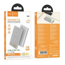 Повербанк HOCO Q22 Taurus 22.5W+PD20W magnetic digital display 10000mAh Grey (6942007612142), Цвет : Серый, изображение 5