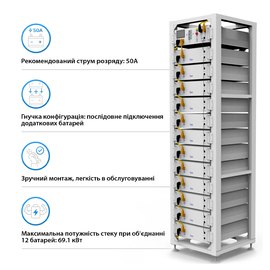 Аккумуляторная батарея DEYE HV Battery Module 5.12 кВт LiFePO4 100A 51.2V (BOS-GM5.1), зображення 3