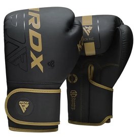 Боксерские перчатки RDX F6 Kara Matte Golden 16 унц (BGR-F6MGL-16OZ), Вес: 16 унций, Цвет: Чёрный/Золотой