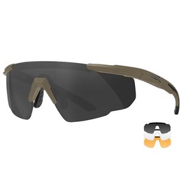 Защитные баллистические очки Wiley X Saber Advanced 3 линзы (Grey/Clear/Rust) оправа Tan (308T), Цвет оправы: Бежевый, изображение 3