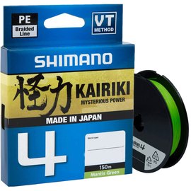 Шнур Shimano Kairiki 4 PE Mantis Green 150m 0.20mm 13.8kg (LDM54TE2020015G), Диаметр, мм: 0.20 мм, Разрывная нагрузка, кг : 13.8