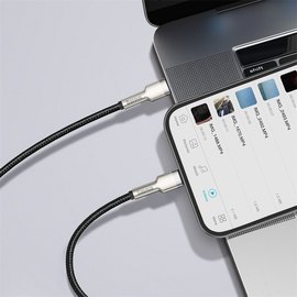 Кабель Baseus Type-C to Lightning Cafule Series Metal Data Cable 1M, 20W, PD CATLJK-A05 Black (000006571), Цвет: Black, изображение 5
