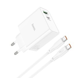 Зарядний пристрій Hoco Type-C to Type-C cable Awesome C113A 1USB/1Type-C, 65W/3A, PD/QC White (000009983)