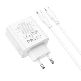 Зарядний пристрій Hoco Type-C to Type-C cable Awesome C113A 1USB/1Type-C, 65W/3A, PD/QC White (000009983), зображення 2