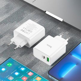 Зарядний пристрій Hoco Type-C to Type-C cable Awesome C113A 1USB/1Type-C, 65W/3A, PD/QC White (000009983), зображення 5