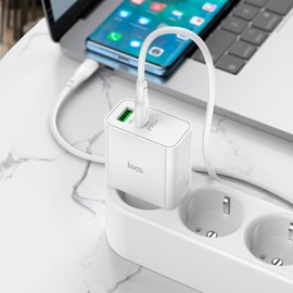 Зарядний пристрій Hoco Type-C to Type-C cable Awesome C113A 1USB/1Type-C, 65W/3A, PD/QC White (000009983), зображення 6
